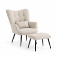 Stoffsessel mit Fußhocker Beige Metallbeine