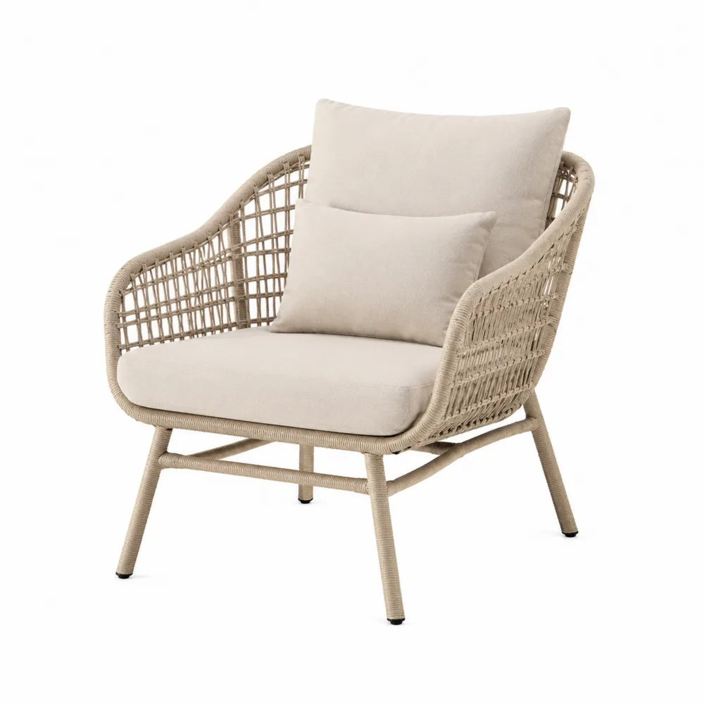 Rattan-Sessel mit Kissen Beige