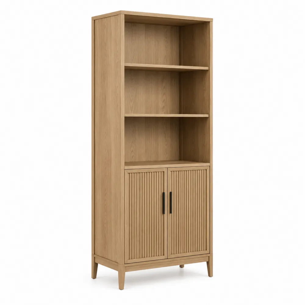 Eichenholz Bücherregal mit Türen 180cm