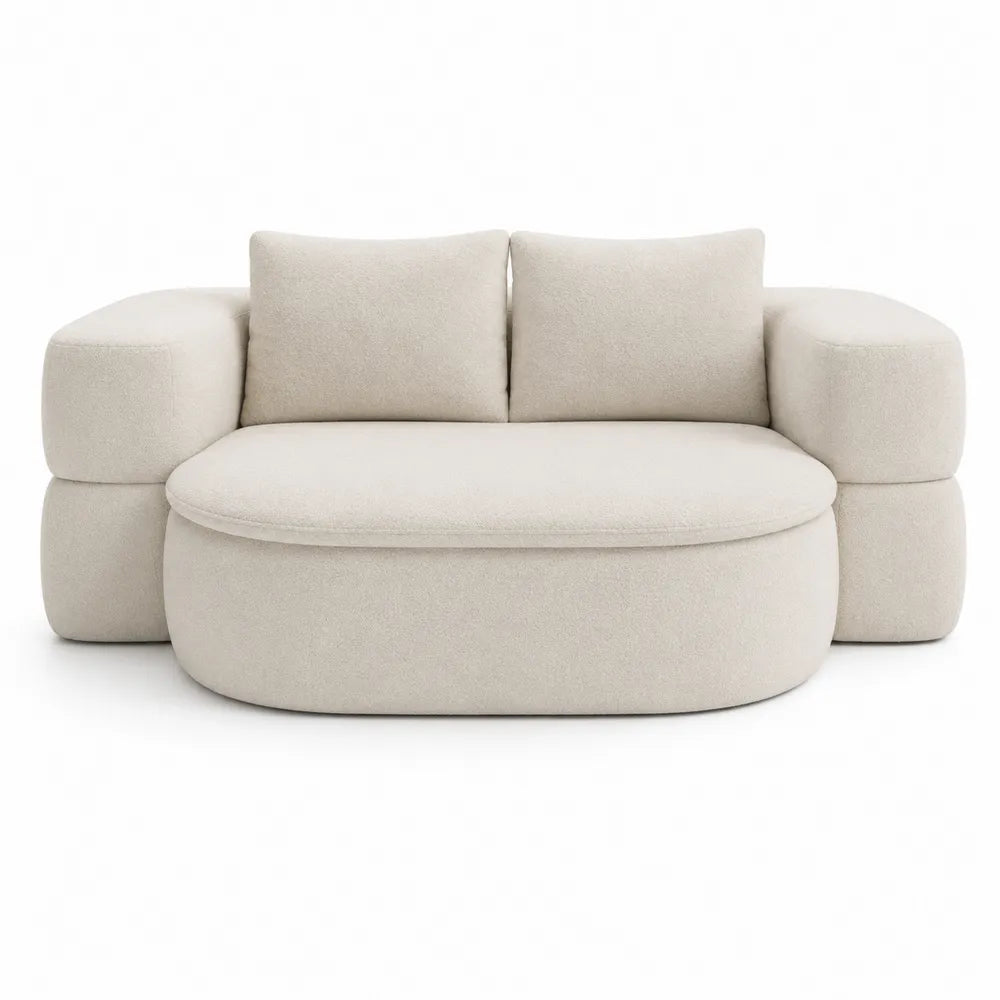 2-Sitzer Sofa Beige Oval Stoff