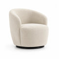 Bouclé-Sessel Beige Rund mit Drehfunktion