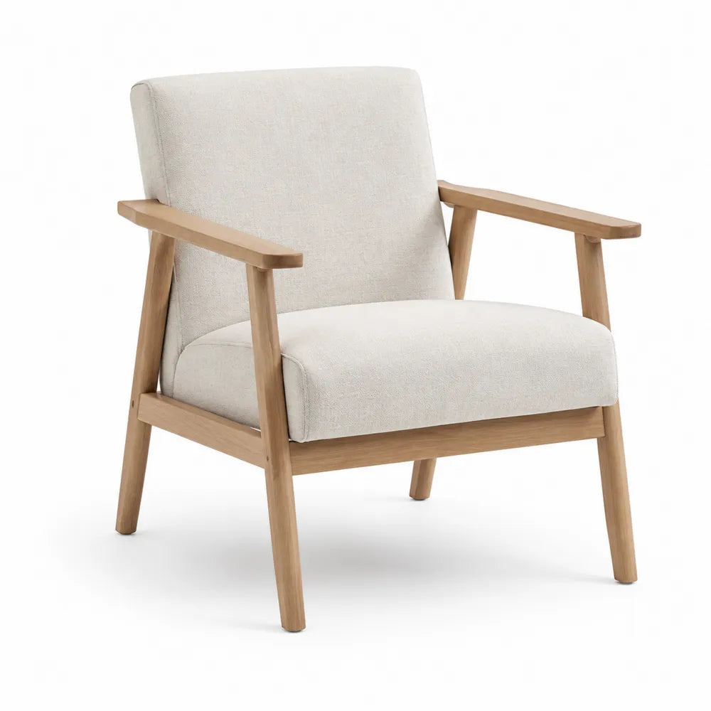 Polstersessel Beige Eichenholz 78x70x86 cm