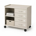 Beiger Rollwagen aus Metall mit Schubladen und Regalen 80x60x40 cm