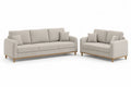 2-teiliges Sofa-Set aus Stoff Beige mit Holzrahmen