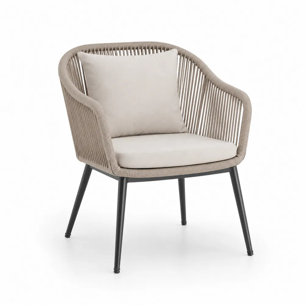 Stuhl Beige Seil Aluminium 60x70x65cm