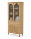 Vitrine aus Eiche mit Glas- und Geflecht-Türen