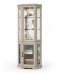 Eckvitrine Holz Gehärtetes Glas Grau 190x80x40cm mit Beleuchtung