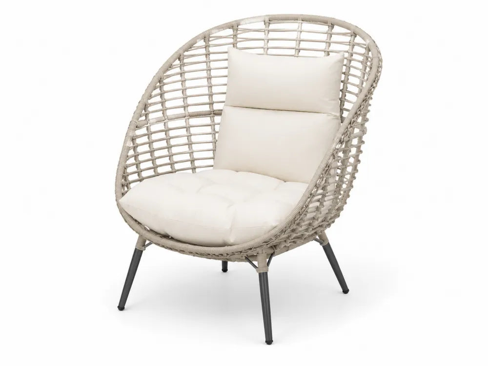 Gartensessel Polyethylen-Rattan Beige mit Kissen