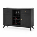 Schwarzes Holz-Sideboard mit Weinregal 120x35x80 cm